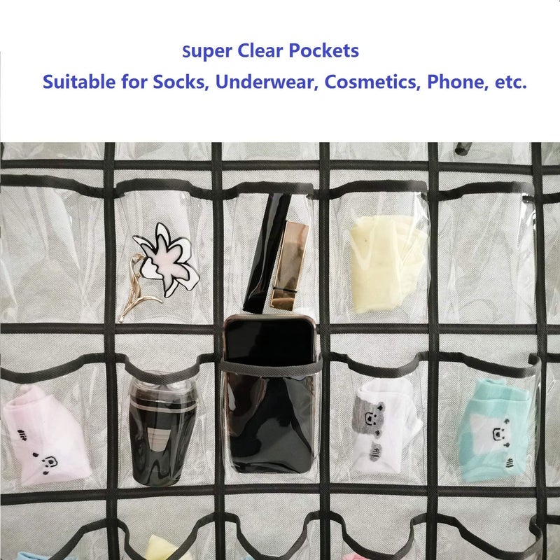 ANIZER Classroom Pocket Chart for Phone Calculator Holder Over The Door Hanging Closet Jewelry Organizer with 30 Clear Pockets (GREY) - Image 5